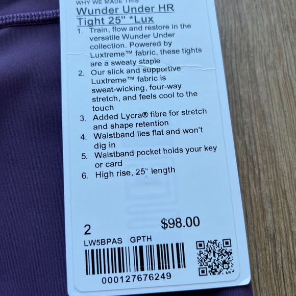 Nwt Lululemon Wunder Under 2 25” Grape Thistle - Picture 2 of 4